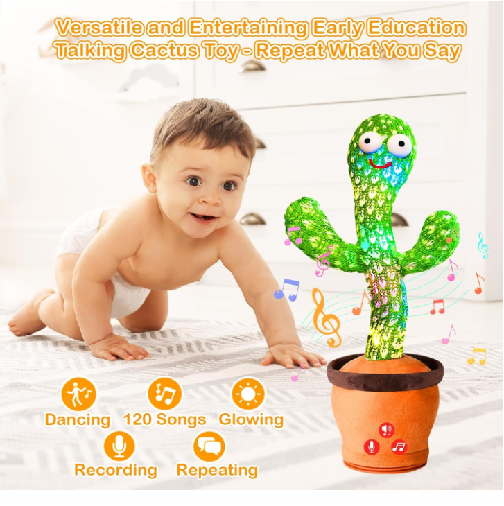 Storio Rechargeable Toys Talking Cactus Baby Toys for Kids Dancing Cactus Toys Can Sing Wriggle & Singing Recording Repeat What You Say Funny Education Toys for Children Playing Home Decor for Kids