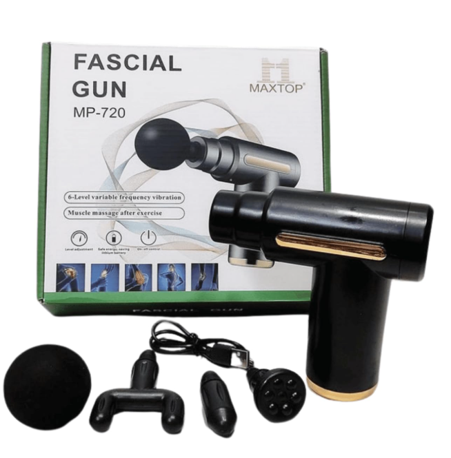 MXTOP Facial Massage Gun, 6 Speed Levels, Variable Frequency Vibration, Post-Exercise Muscle Massager, MP-720 BLACK