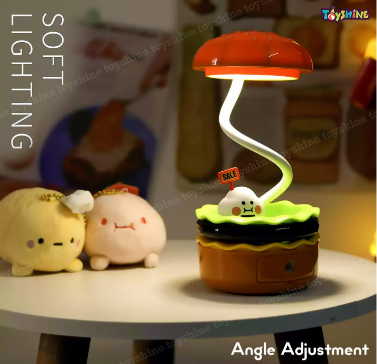 Cute Burger Lamp for Kids | Spring Bouncy LED Night Light | Burger Table Lamp for Bedroom, Study Desk & Gifting