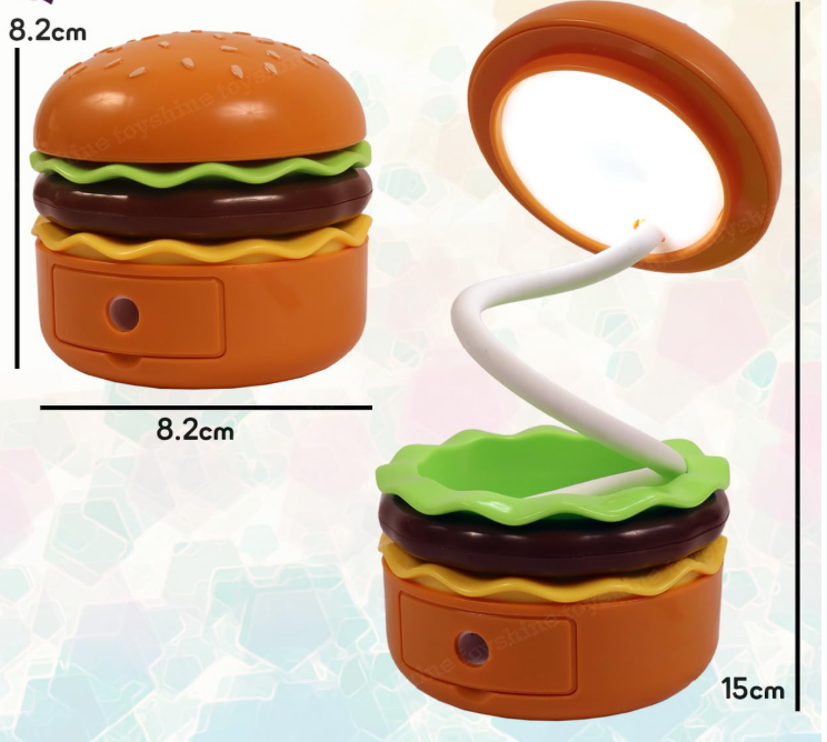 Cute Burger Lamp for Kids | Spring Bouncy LED Night Light | Burger Table Lamp for Bedroom, Study Desk & Gifting